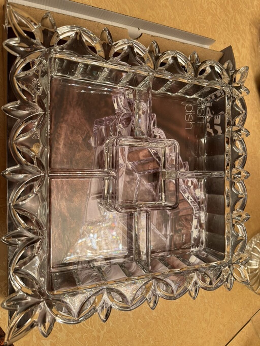Crystal Bohemia “Five Part Divided Relish Dish” – Çexiya istehsalı — Süfrə qabı, Saray (2)