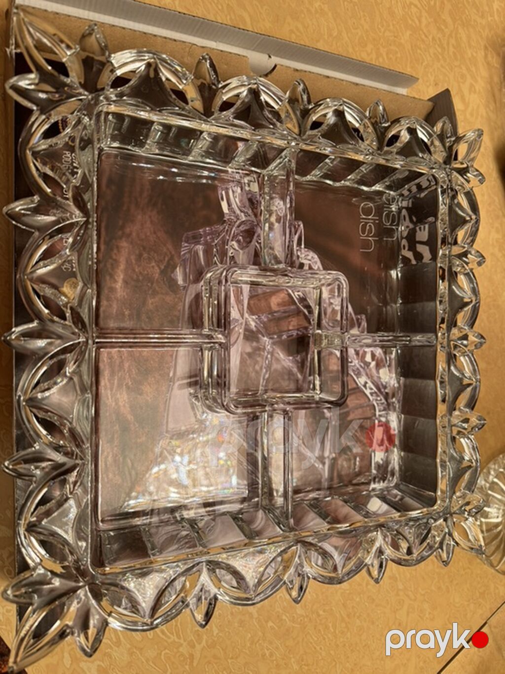 Crystal Bohemia “Five Part Divided Relish Dish” – Çexiya istehsalı — Süfrə qabı, Saray (2)