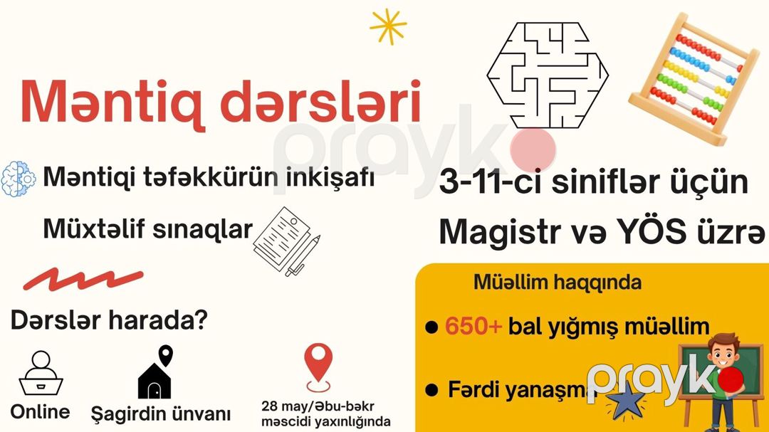 Məntiq dərsləri – YÖS və 3–11-ci siniflər üçün — Təlim, kurslar, Bakı