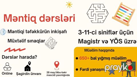 Məntiq dərsləri – YÖS və 3–11-ci siniflər üçün — Bakı