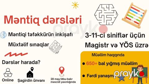 Məntiq dərsləri – YÖS və 3–11-ci siniflər üçün — Bakı