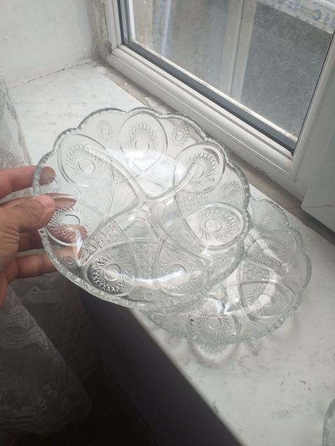 Şüşə qablar dəsti - 2 ədəd büllur/şüşə meyvə və ya şirniyyat boşqabı — Dining tableware