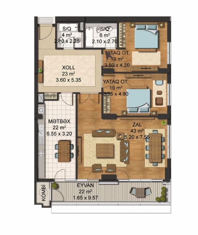 Satılır 3 otaqlı yeni tikili 157 m² — Mənzil, Bakı (3)