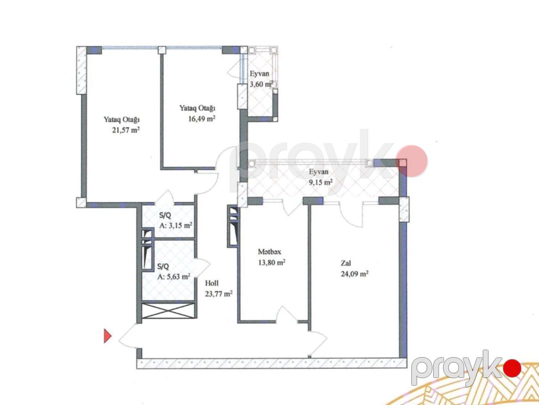 Satılır 3 otaqlı yeni tikili 122 m² — Mənzil, Bakı (2)