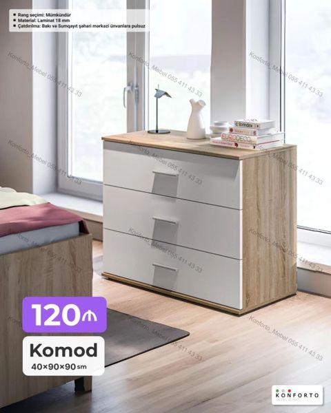 Komod – 40×90×90 sm - Dizayn: Minimal və müasir üslub, ağ fasadlar və — Bakı