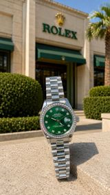 Rolex Oyster Perpetual Datejust – yaşıl siferblatlı, brilyant saat — Ülvi
