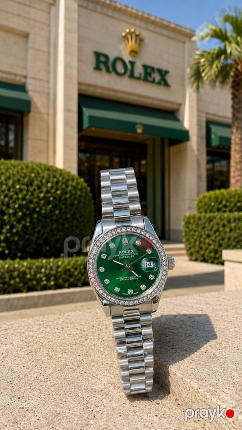 Rolex Oyster Perpetual Datejust – yaşıl siferblatlı, brilyant saat