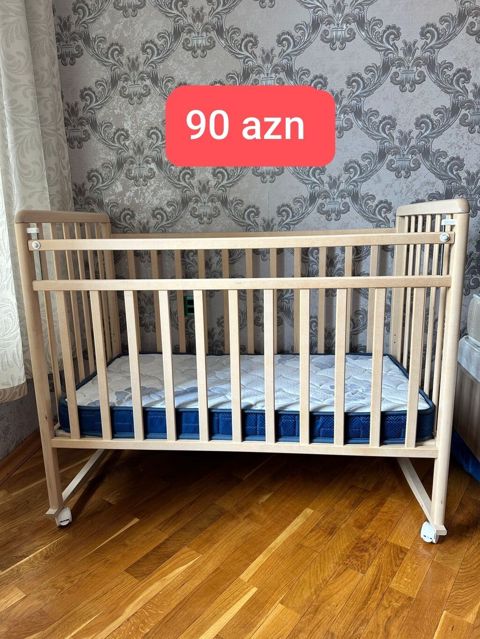 Oğlan və qız üçün, İşlənmiş, Dördbucaq, Beşik, Dəstsiz, Matras ilə, Yellənmə mexanizmsiz — Bakı