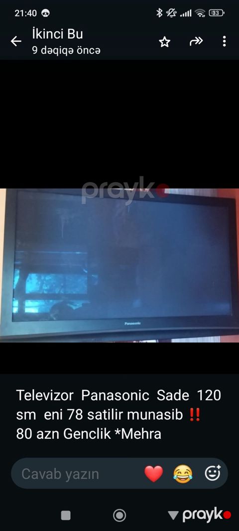 Panasonic televizor - Ekran ölçüsü: təxminən 120 sm diaqonal - Eni — Bakı