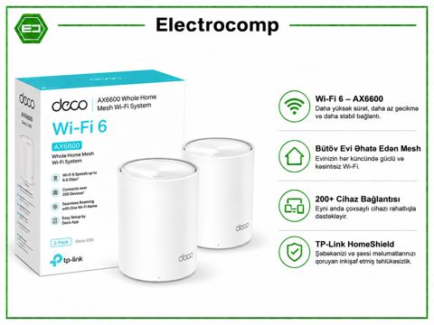 TP-Link Deco X90 (2-pack) AX6600 Whole Home Mesh Wi-Fi System — Bakı