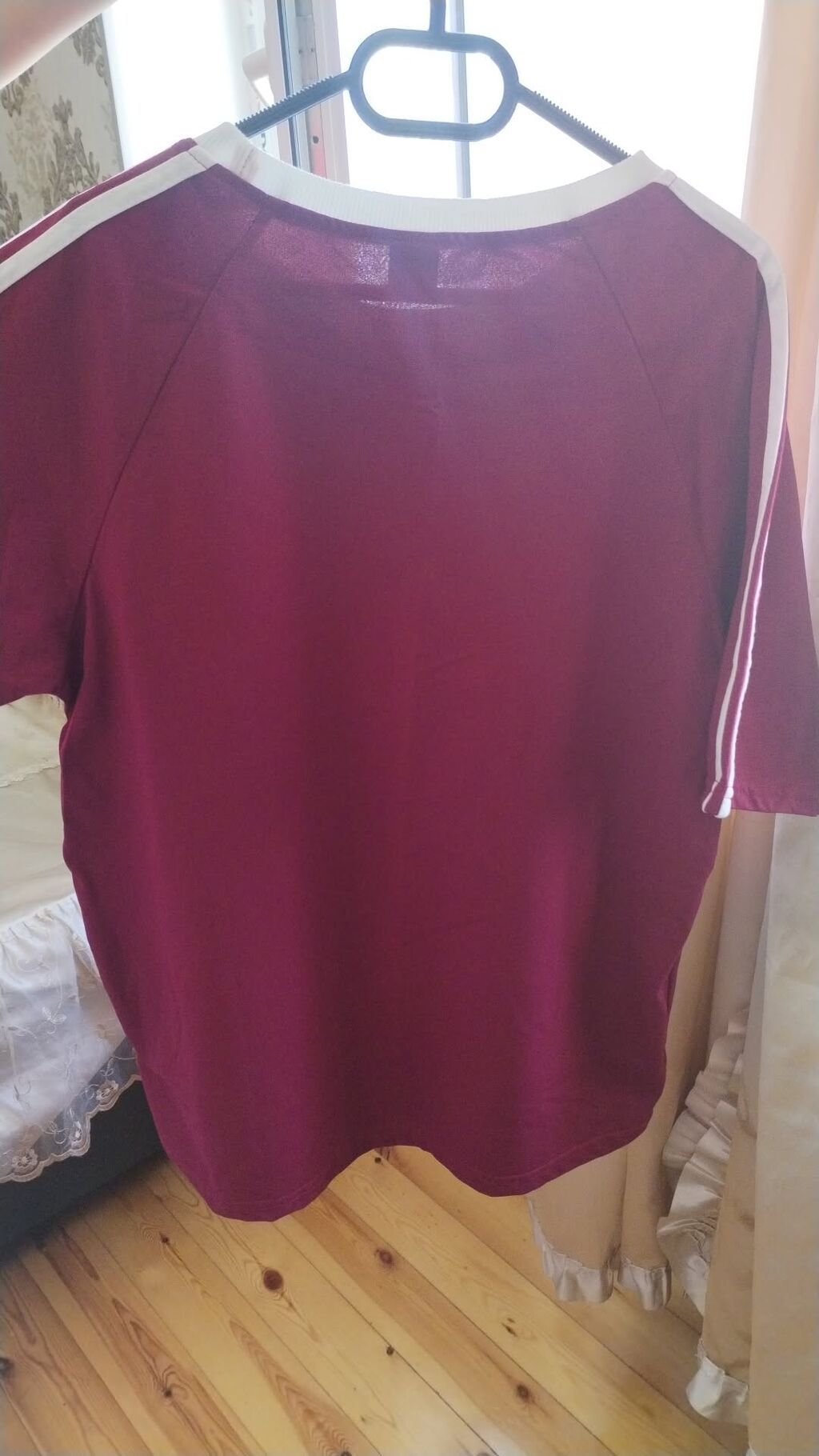 Bordo rəngli oversize qadın köynəyi - Model: qısaqoll, idman — Futbolka və polo, Gəncə (4)