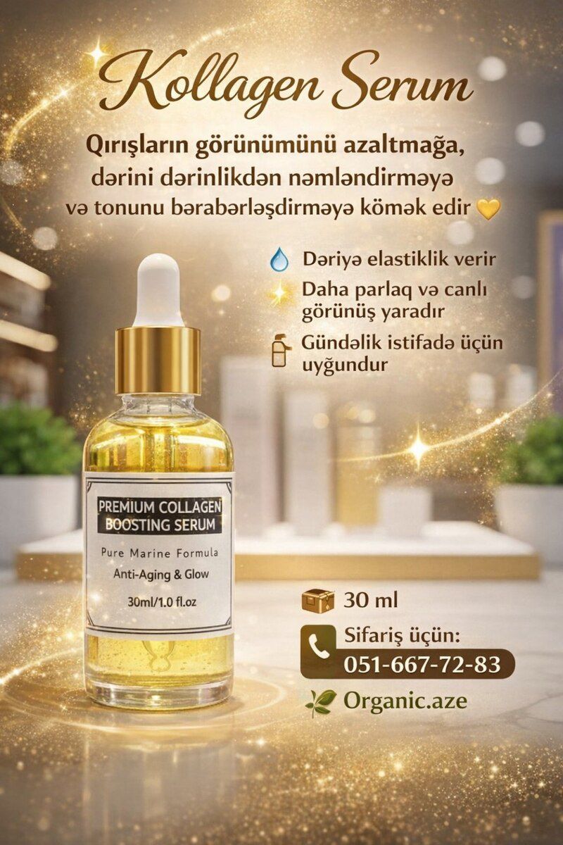 Qocalma və parlaq dəri üçün Collagen Serum — Gözəllik və səhiyyə, Bakı (6)