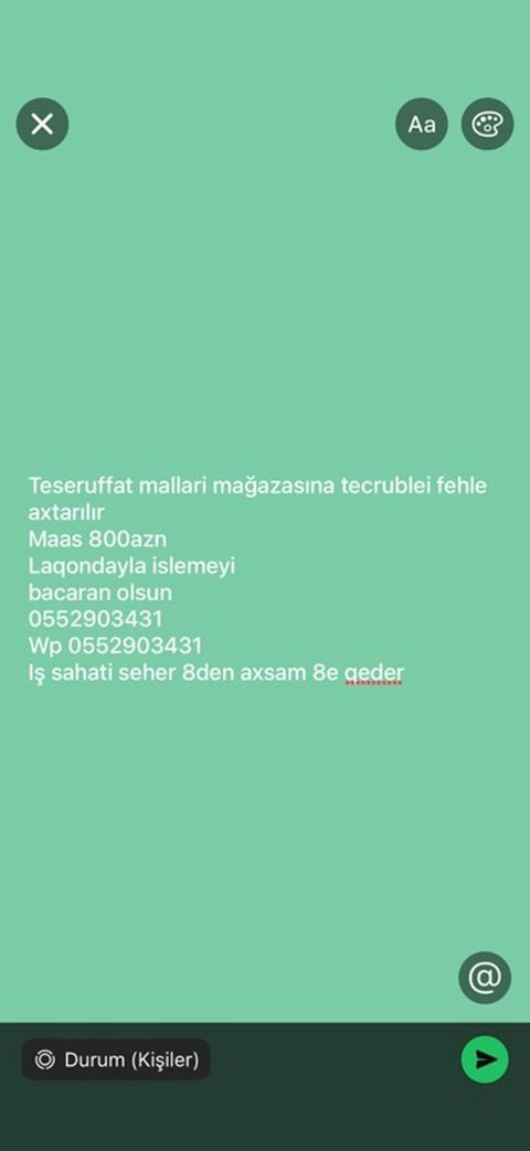 Vakansiya: Təsərrüfat malları mağazasında fəhlə - Tələblər: təcrübəli — Digah