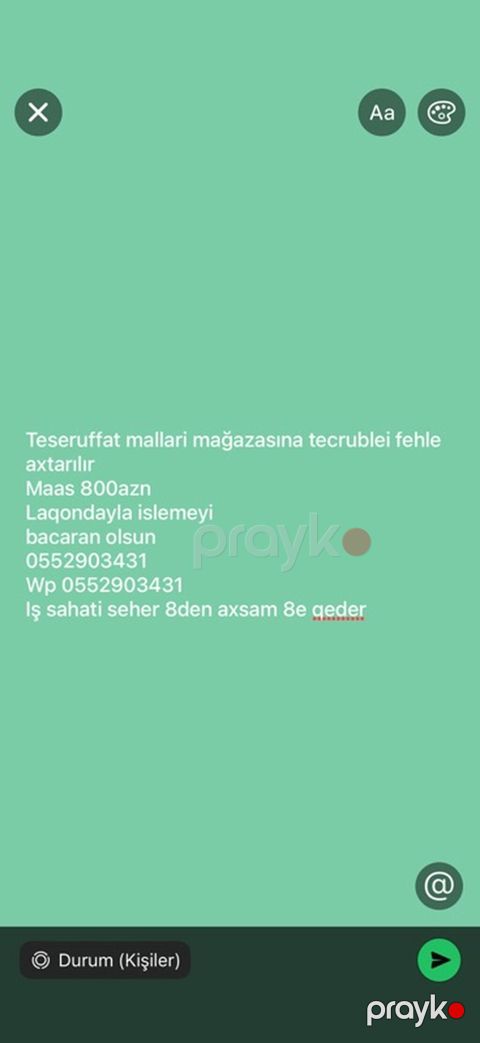 Vakansiya: Təsərrüfat malları mağazasında fəhlə - Tələblər: təcrübəli — Digah