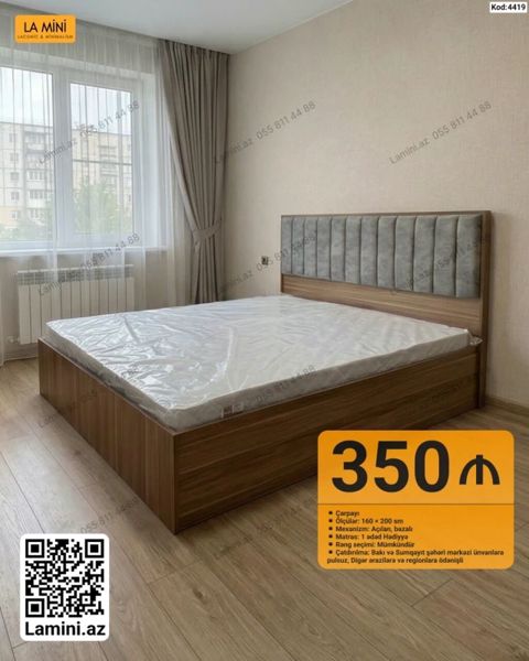 Məhsul: Çarpayı Xüsusiyyətlər: - Ölçü: 160 200 sm - Mexanizm — Bakı