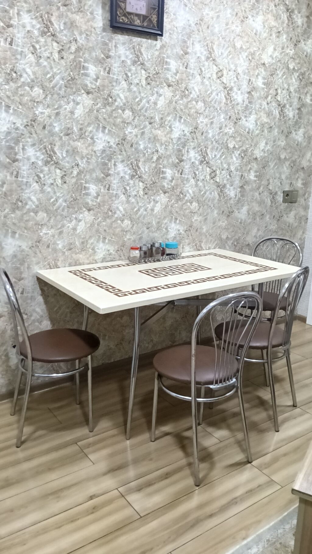 Mətbəx üçün, Yeni, Açılmayan, Dördbucaq masa, 4 stul — Masalar və stullar, Saray (2)