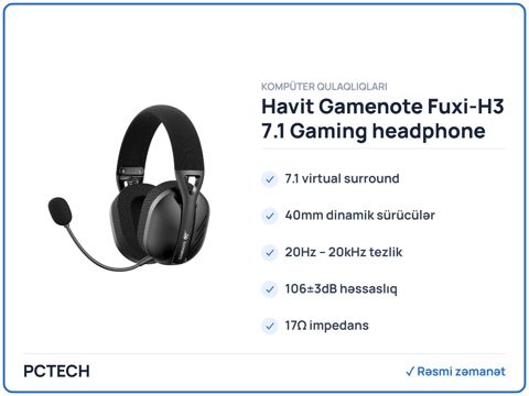 Havit Gamenote Fuxi-H3 7.1 Gaming headphone — Bakı