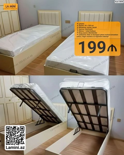LA Mini çarpayı - Model: Kod 5808 - Tip: Açılan mexanizmli bazalı tək — Bakı
