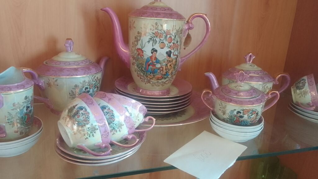 Çay dəsti, rəng - Çəhrayı, Farfor, Almaniya — Süfrə qabı, Bakı (2)