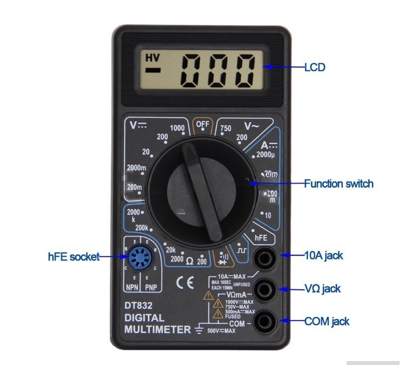 Multimetr DT-832 rəqəmsal voltmetr və ampermetr — Mallar, Bakı (2)