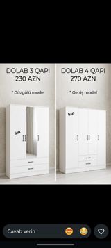 Ağ rəngli şkaf modelləri Variantlar: - 3 qapılı dolab – 230 AZN — sabina mobilya — Mebel