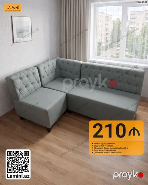 Mətbəx üçün künc divan – La Mini (Kod: 2503) - Ölçülər: 170 120 sm — Bakı