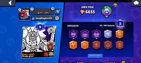 Brawl Stars hesabı – orta inkişaf etmiş profil - Kupa yolu: 6655 — Bakı