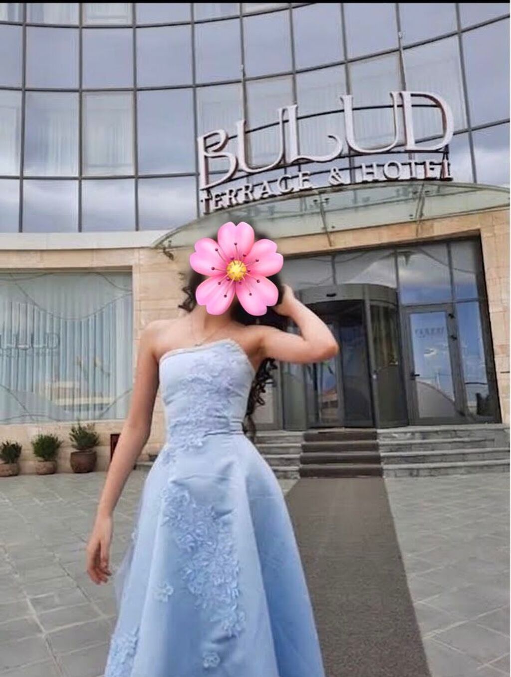 Göy rəngli zərif gecə/libas - Model: strapless (korsetli) uzun — Axşam paltarları, Xırdalan (3)
