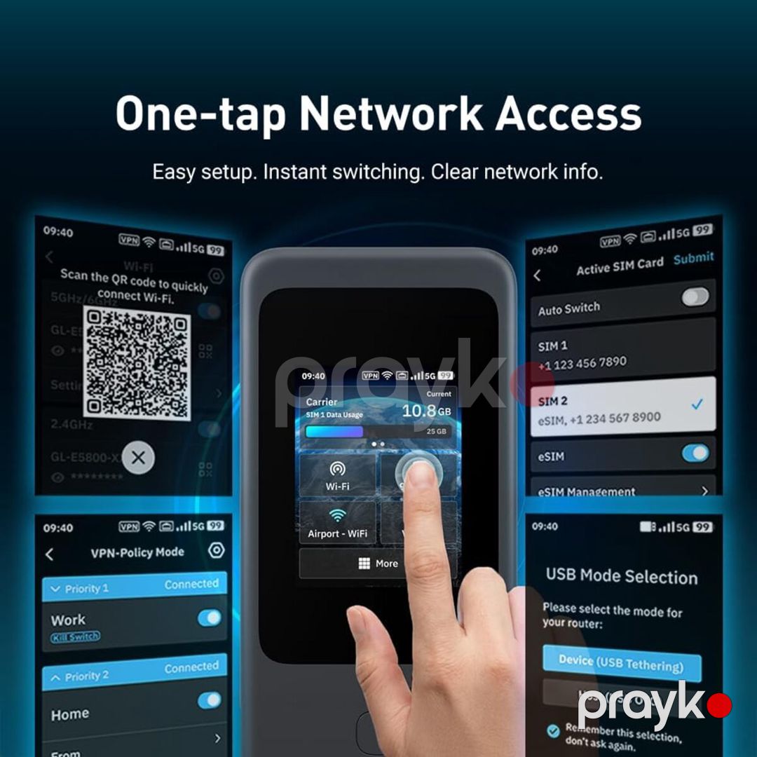 GL.iNet Mudi 7 (GL-E5800) 5G Tri-Band Wi-Fi 7 Mobil VPN Router (eSIM dəstəyi ilə) — Şəbəkə və server avadanlığı, Bakı (3)