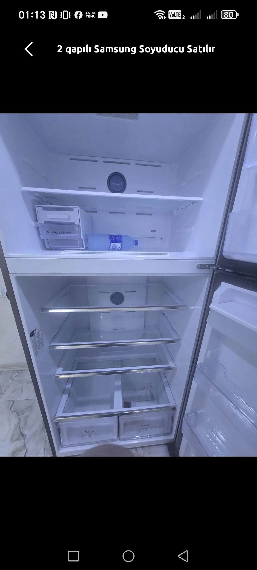 Samsung iki qapılı soyuducu - Rəng: inox (paslanmaz polad effekti) — Soyuducular, Saray (2)