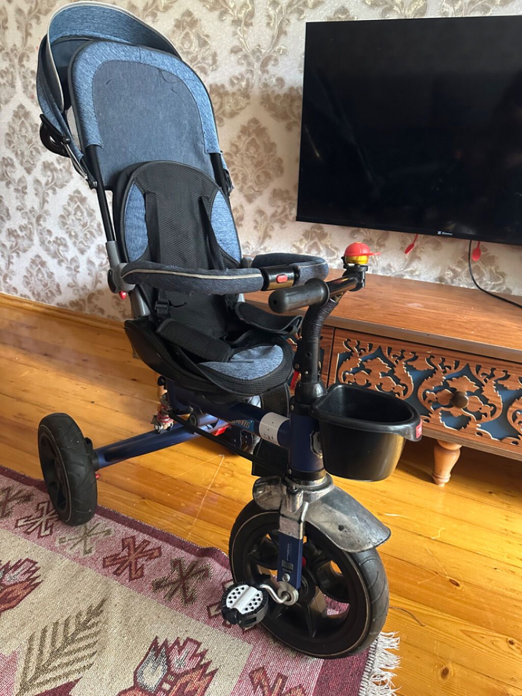 Uşaq üçün 3 təkərli velosiped-araba (tricycle stroller) - Valideyn — Arabalalar, Bakı (3)