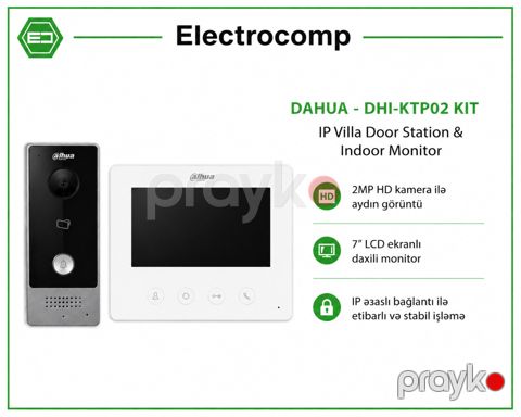 Domofon Dahua - DHI-KTP02 KIT IP Villa Door Station & Indoor Monitor — Bakı