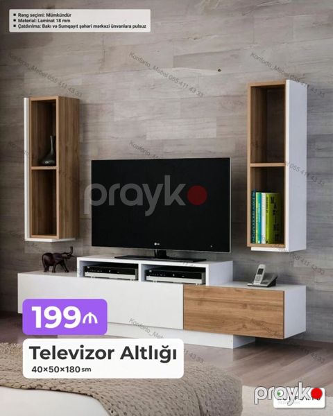 Televizor altlığı və asma rəflər dəsti Ölçü: 40×50×180 sm Material — Bakı