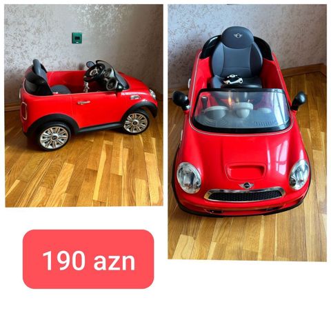 Uşaq üçün elektrikli minik maşını – Mını Cooper stili, qırmızı rəng — Bakı