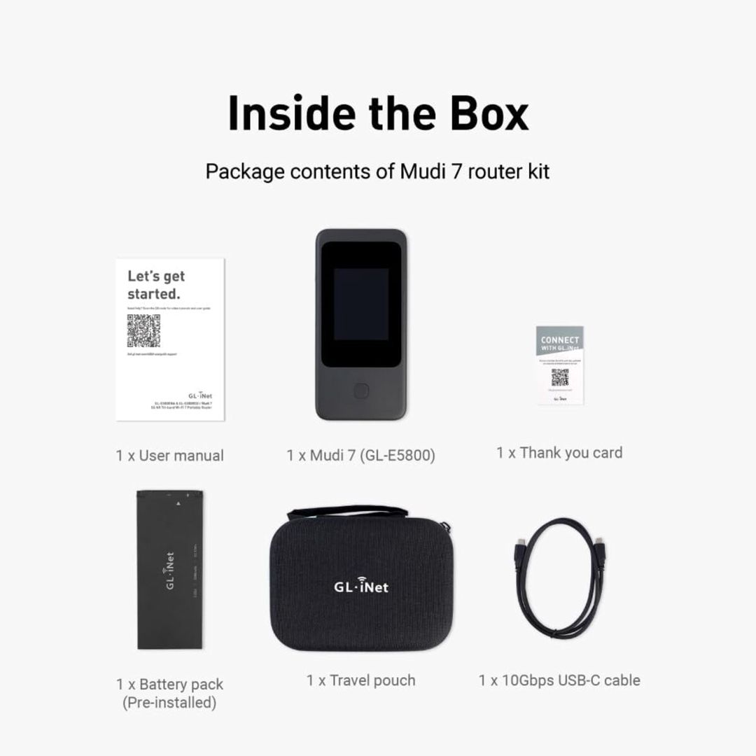 GL.iNet Mudi 7 (GL-E5800) 5G Tri-Band Wi-Fi 7 Mobil VPN Router (eSIM dəstəyi ilə) — Şəbəkə və server avadanlığı, Bakı (10)