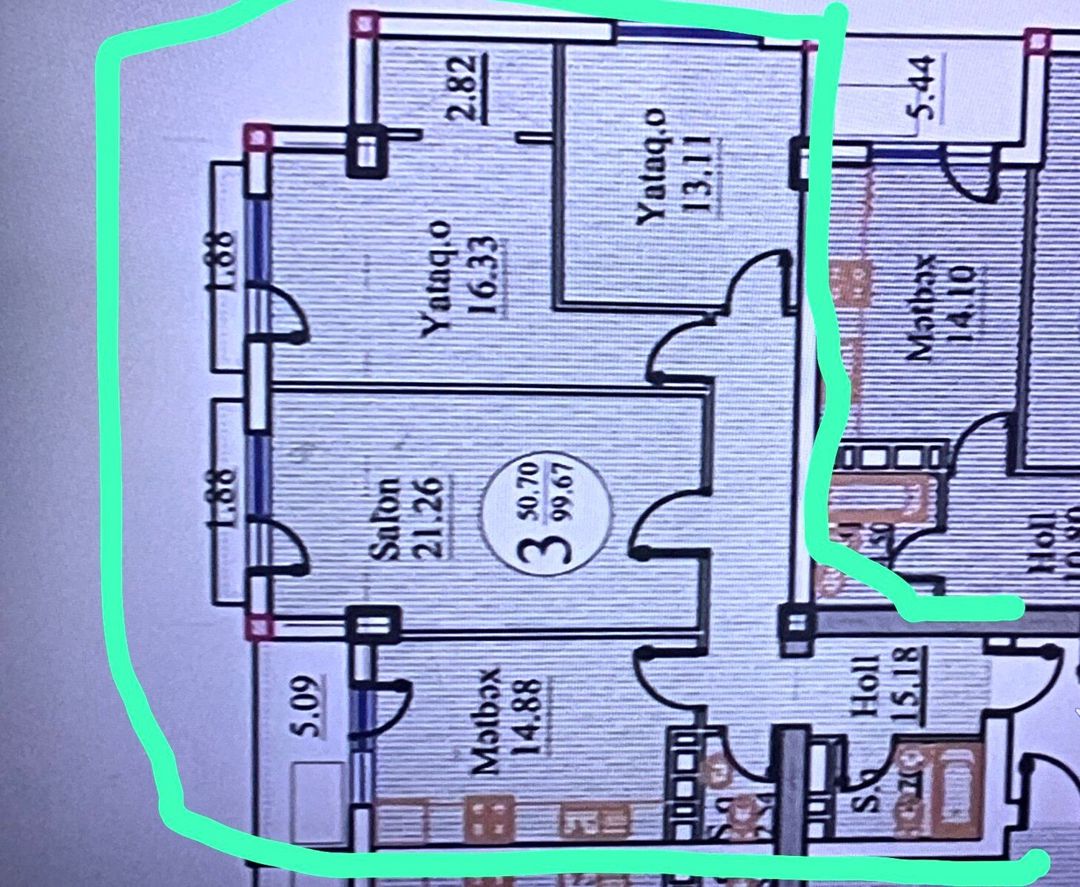 Satılır 3 otaqlı yeni tikili 100 m² — Mənzil, Bakı (10)