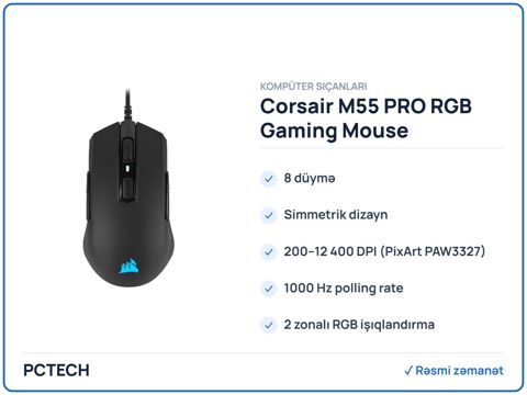 Corsair M55 PRO RGB Gaming Mouse (CH-9308011-NA) — Bakı