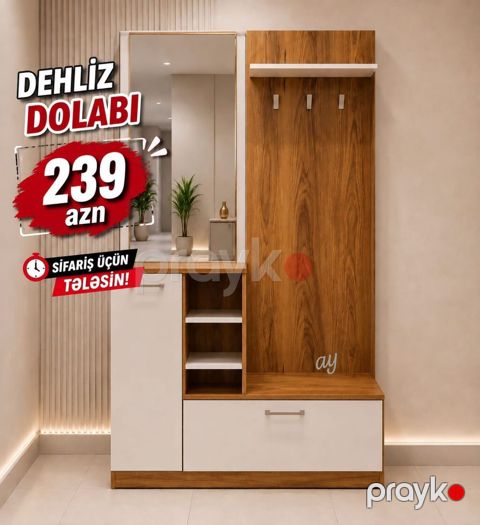 Dehliz dolabı – funksional və zərif dizayn - Rəng və material: ağ və — Mehdiabad