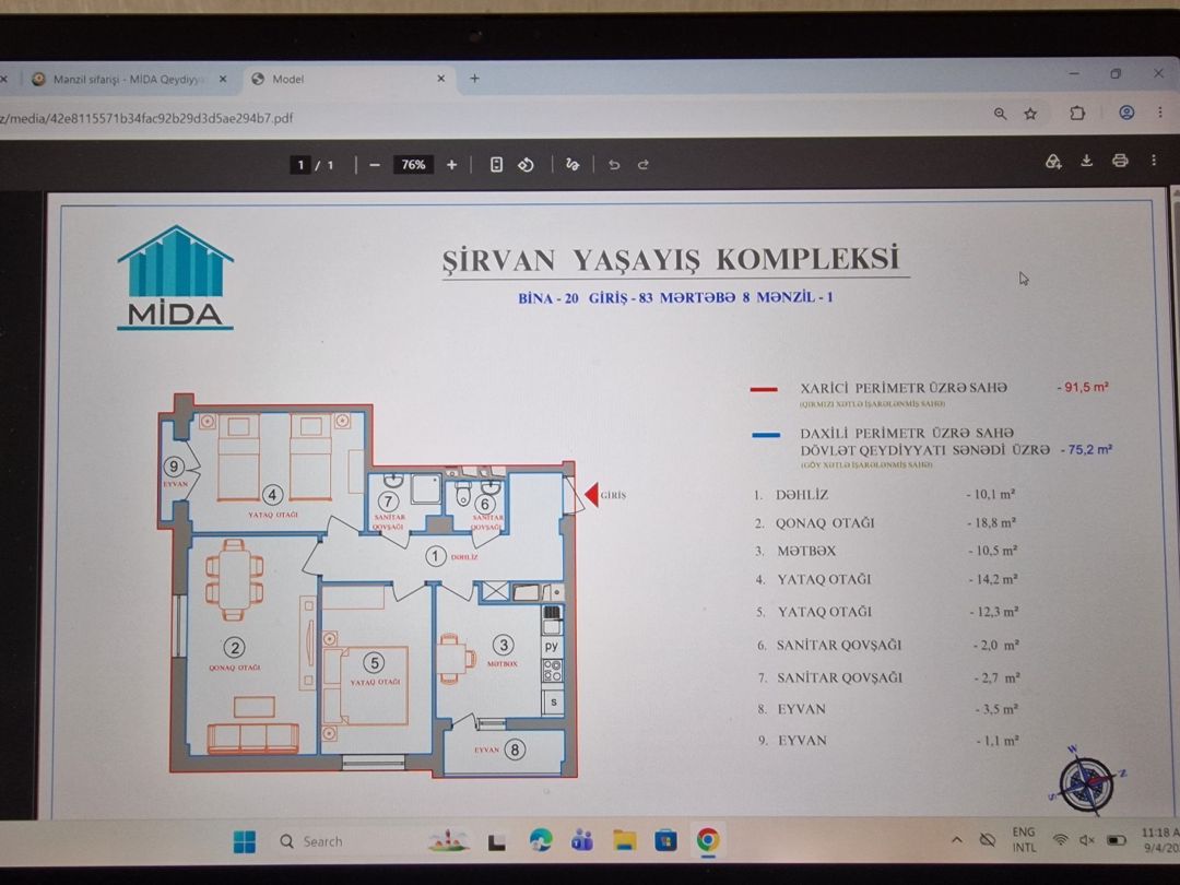 3-otaqlı yeni tikili, Şirvan ş., 75.2 m² — Mənzil, Şirvan (10)