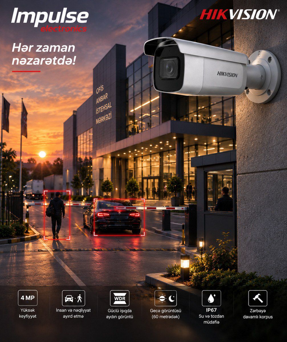 Hikvision 4MP AcuSense IP Çöl Kamerası 2.8-12mm Motorlu Zoom, 60m IR — Ağıllı ev və təhlükəsizlik, Bakı (4)