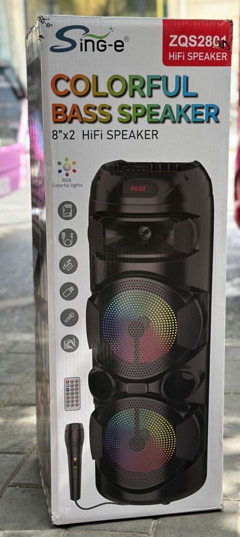 Singe-e ZQS2801 HiFi Speaker – Colorful Bass Speaker - 8"x2 ikili — Şəmkir