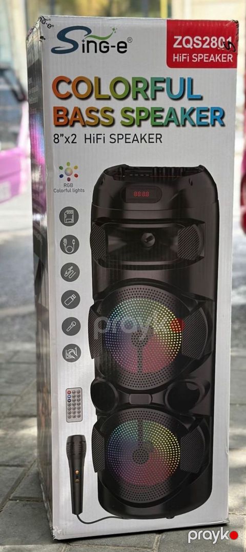 Singe-e ZQS2801 HiFi Speaker – Colorful Bass Speaker - 8"x2 ikili — Şəmkir