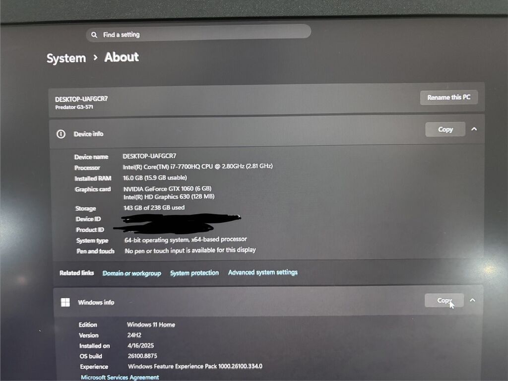 Acer Predator Helios 300 oyun noutbuku Texniki xüsusiyyətlər — Acer, Bakı (2)