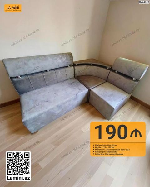 Mətbəx üçün künc divan - Ölçülər: 170 120 sm - Mexanizm: açılan — Bakı