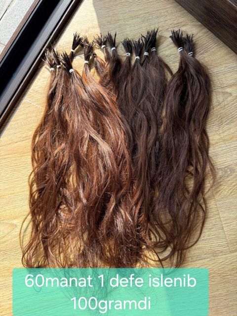 Saç uzatma tutamları (keratin uclu) - Çəki: 100 qram - Rəng: isti — Bakı