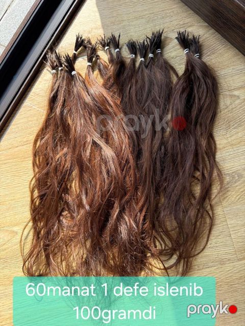 Saç uzatma tutamları (keratin uclu) - Çəki: 100 qram - Rəng: isti — Bakı