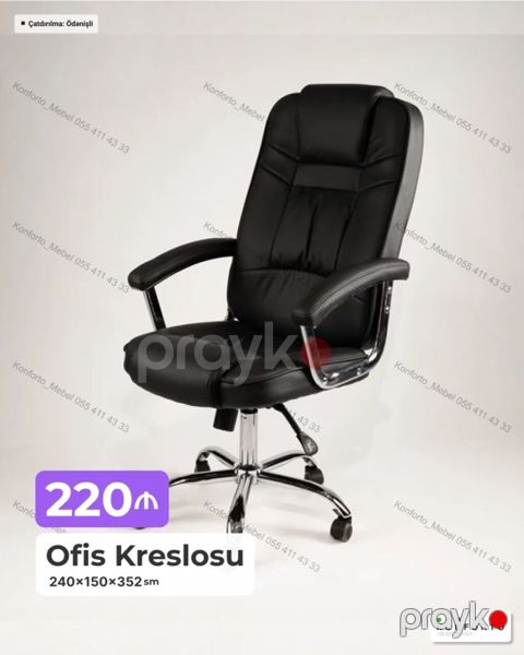 Ofis kreslosu - Rəng: qara - Material: yumşaq üzlük (deşilməyə — Bakı