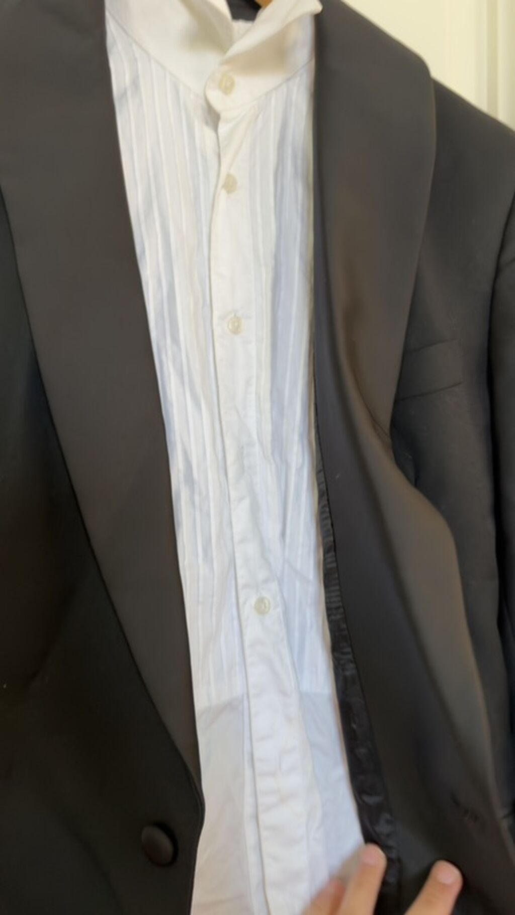 Qara smokin pencək salvar + ağ plise formal köynək dəsti Cox baha — Kostyum, Bakı (2)