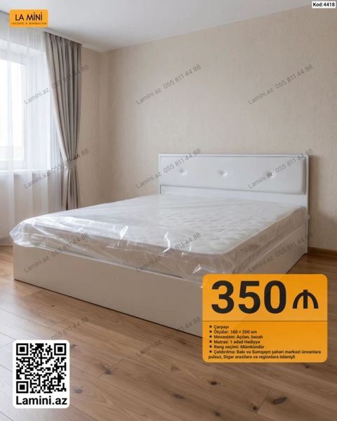 Məhsul: Çarpayı (Kod: 4418) - Ölçü: 160 200 sm - Mexanizm: Açılan — Bakı