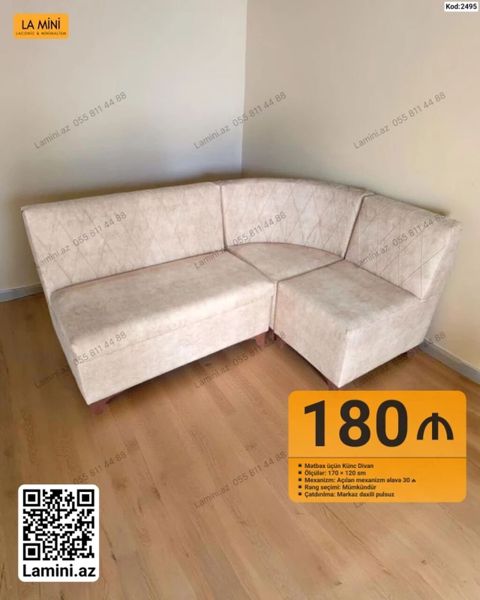 Mətbəx üçün künc divan - Ölçülər: 170 120 sm - Mexanizm: Açılan — Bakı